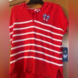 Life Is Good Red and White Striped Kids Sweater